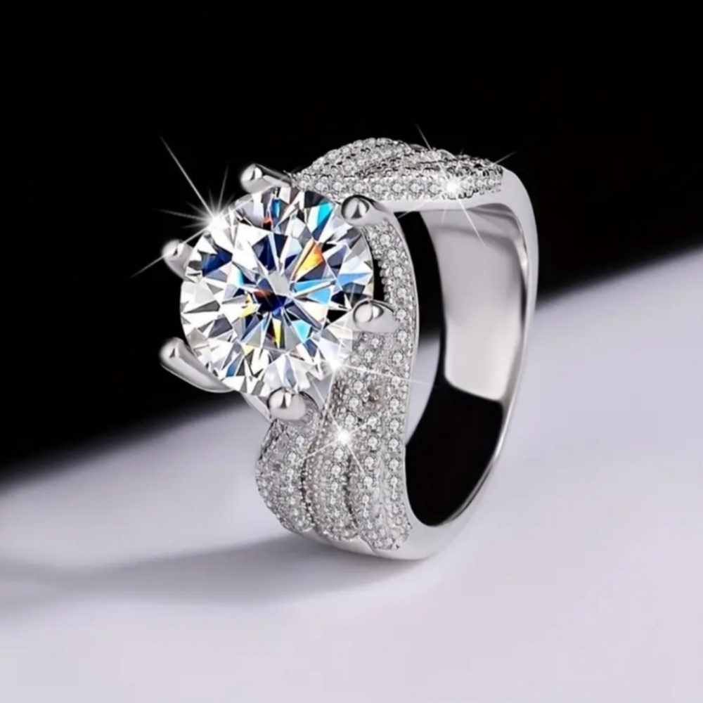 Certified 3ct. White Gold Moissanite Ring